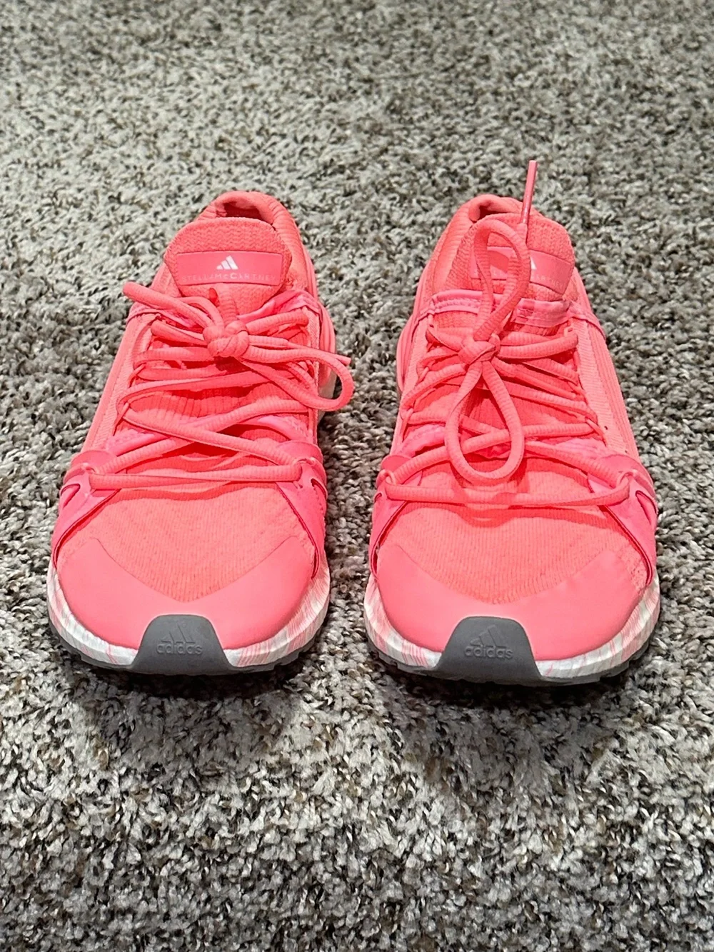 Adidas by Stella McCartney Coral Pink Knit Ultraboost Athletic Sneakers